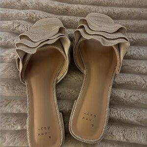 a new day Tan Ruffle Slide Sandals